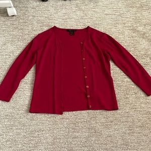 Red long sleeve cardigan